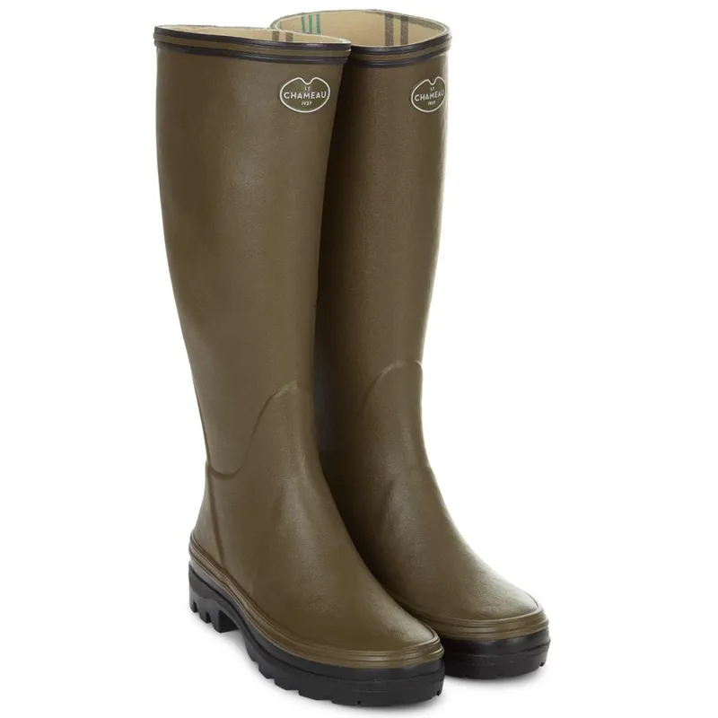 Le Chameau Giverny Jersey Lined Wellington in Green-3